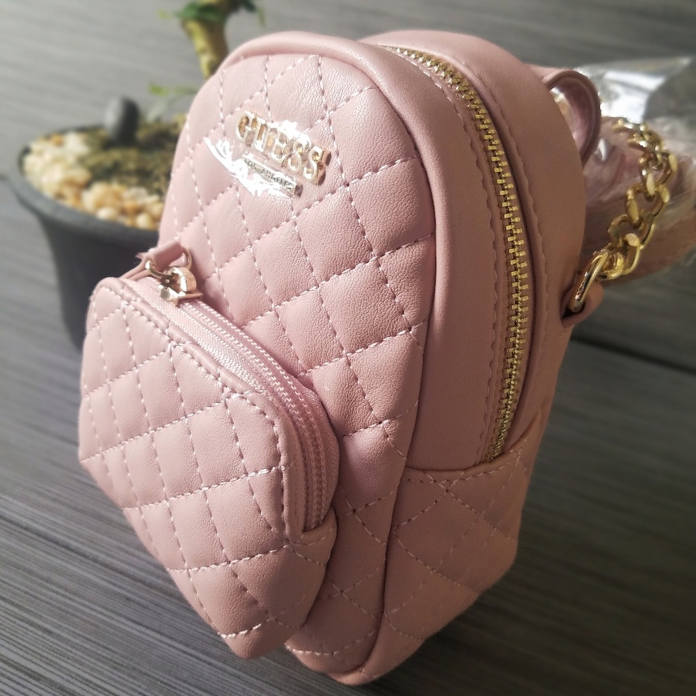 NWT pink Faux Leather Quilted Mini Backpack - Picture 3 of 8